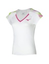Mizuno Tennis Printed Tee White/Fucsia