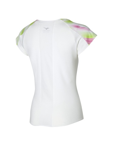 Mizuno Tennis Printed Tee White/Fucsia