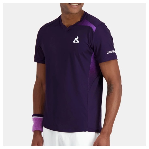 Le Coq Sportif Tennis Pro T-Shirt Purple