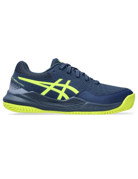 Asics Gel Resolution 9 GS Junior Clay Mako Blue/Safety Yellow