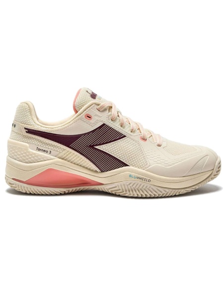 Diadora Blushiìeld Torneo 3 Clay Whisper White/Maroon Ban