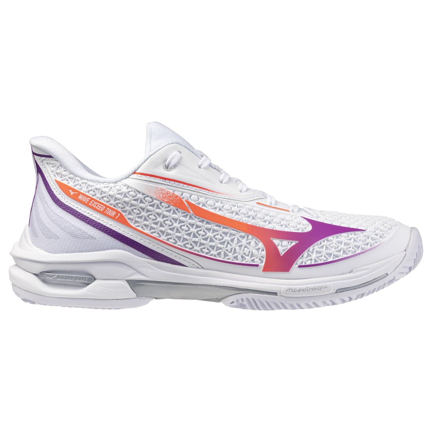 Mizuno Wave Exceed Tour 7 Clay White/Dahlia/Lava Orange